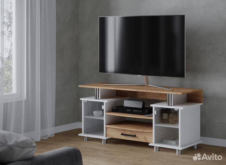 Тумба тв-003 (к2) со стеклом и ящиком