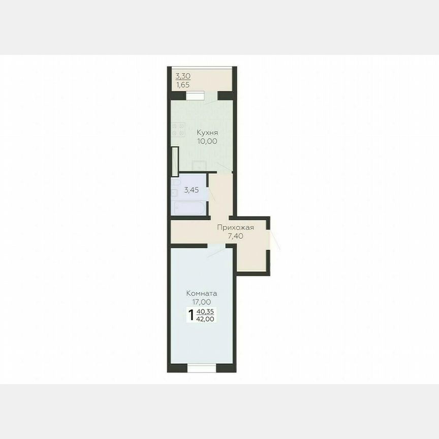 1-к. квартира, 42 м², 14/15 эт.