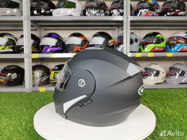 Мотошлем-модуляр с двойным визором. Черный матовый