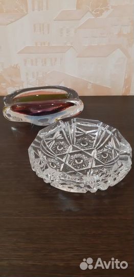 Пепельницы гутное и цветное стекло, хрусталь