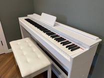 Новое белое цифровое пианино с банкеткой