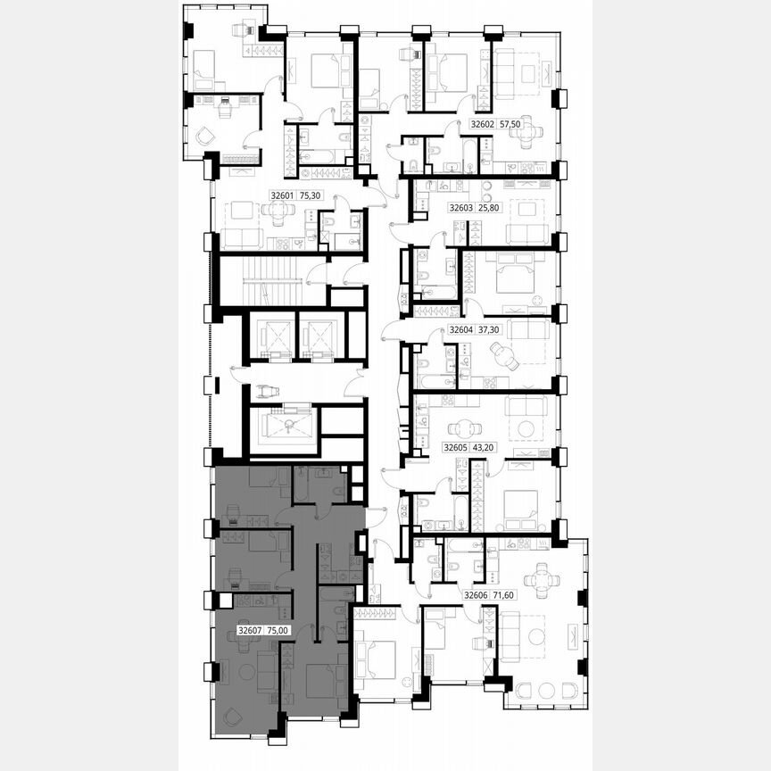 3-к. квартира, 75 м², 26/28 эт.