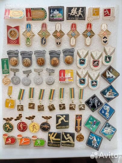 Значки олимпиада 80, мишки, спорт