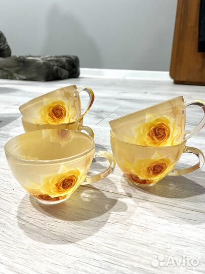 Чайный набор на 6 персон кружки + тарелки стекло