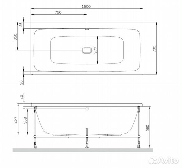 Ванна акриловая AM.PM Func W84A-150-070W-A 150x70