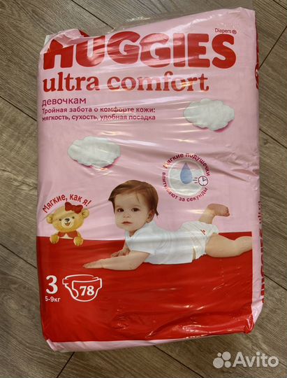 Подгузники Huggies Ultra Comfort 3, 5-9 кг, 78 шт