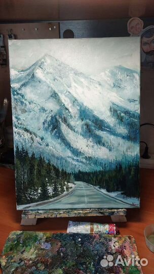 Картина маслом пейзаж горы