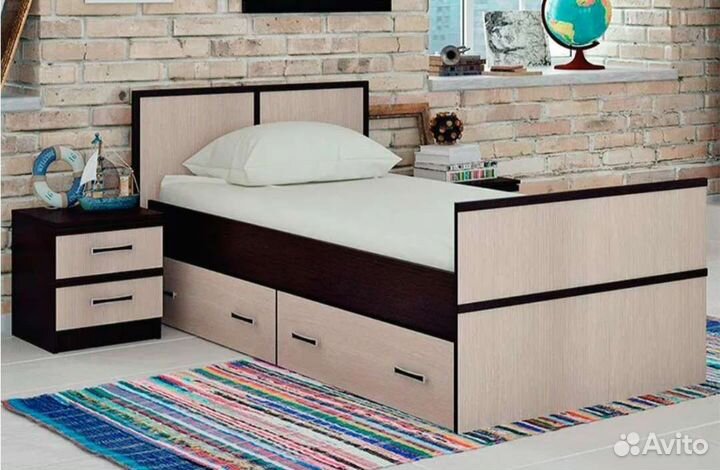 Кровать с ящиками и матрасом 90*200 и 120см