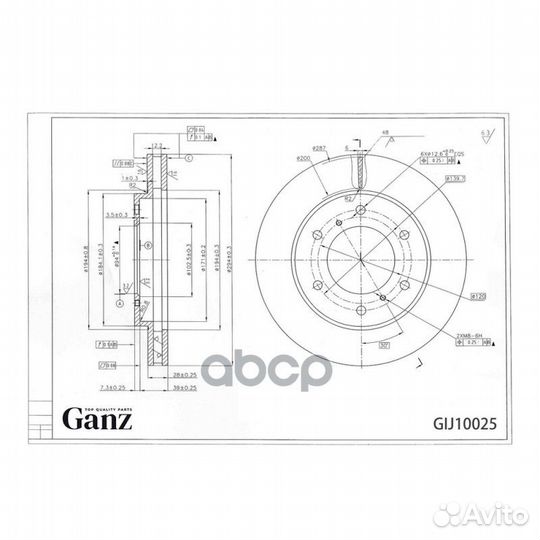 Диск тормозной передний ganz GIJ10025 GIJ10025