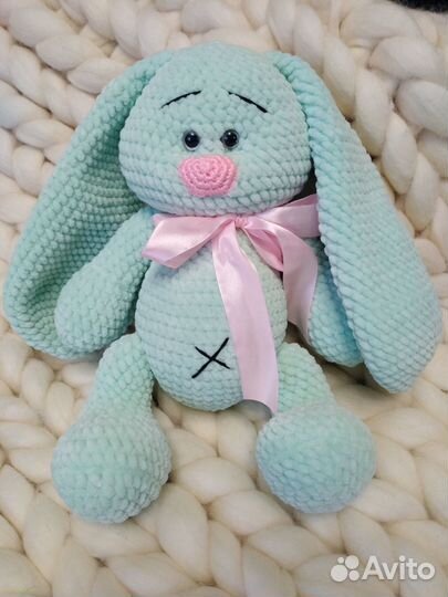 Вязаная игрушка, зайка, плюшевая