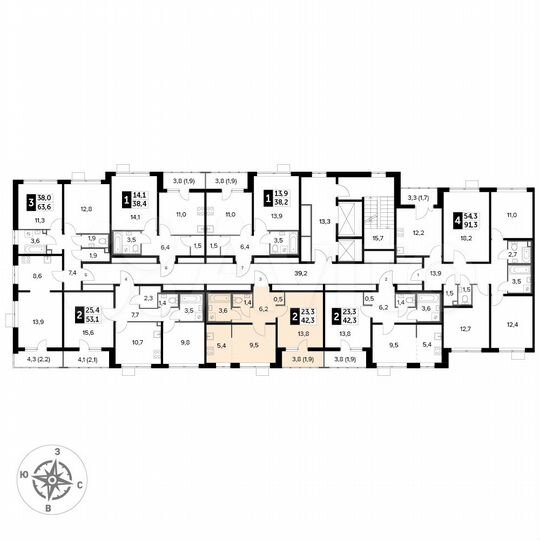 2-к. квартира, 42,3 м², 24/25 эт.