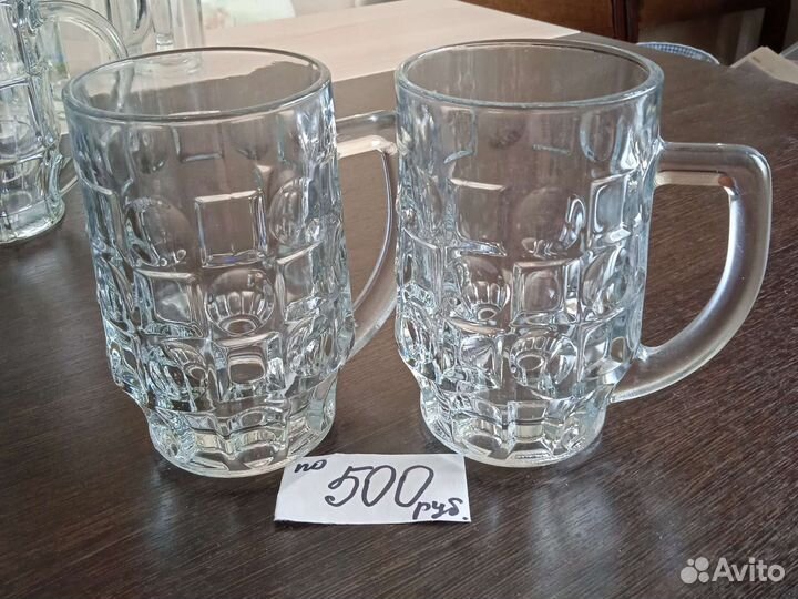 Кружки пивные, стаканы для виски и пепси