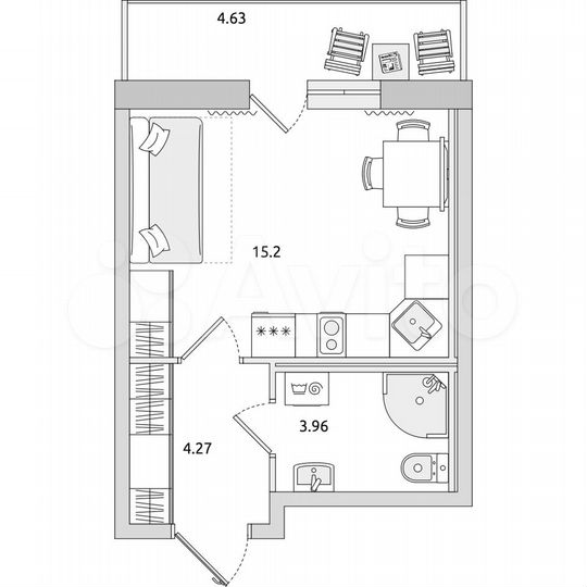 Квартира-студия, 28,1 м², 17/22 эт.