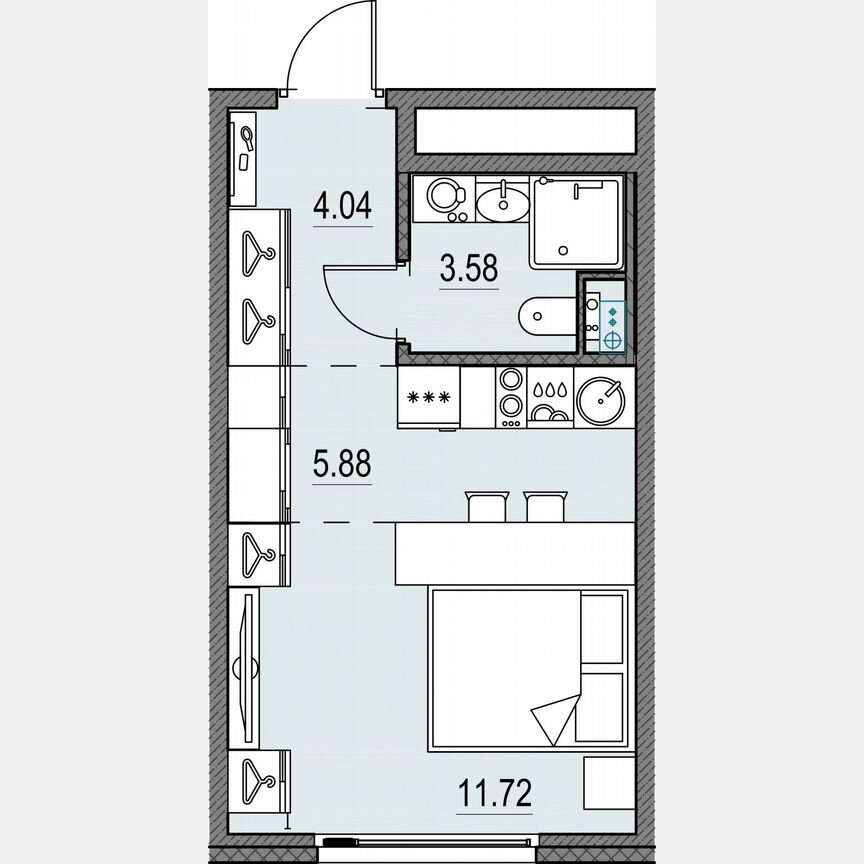 Квартира-студия, 25,2 м², 6/17 эт.