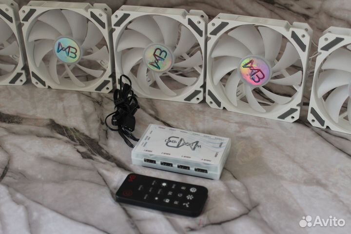 Корпусные вентиляторы 5шт.+хаб 120мм белые argb