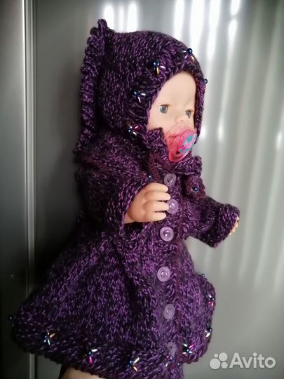 Вязаный комплект одежды для пупса Бэби Бон, 43 см