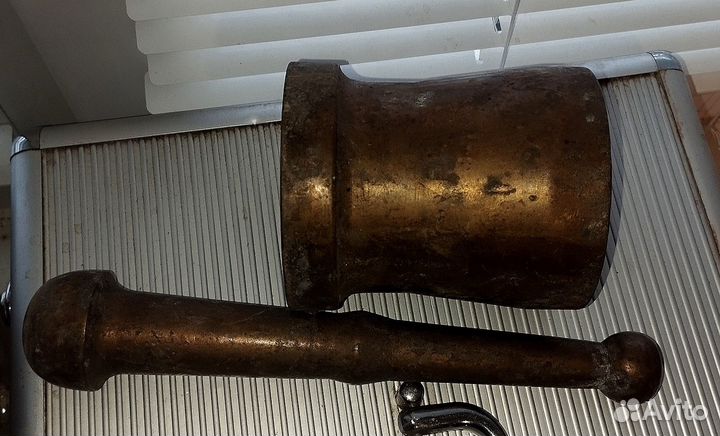 Ступа, ступка с пестиком. Латунь, 3,5 кг