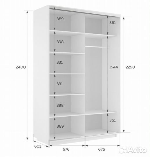 Шкаф-купе Версаль 140-240-60, белый, зеркало +лдсп