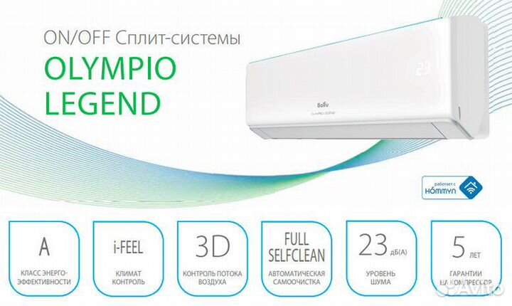 Кондиционеры Ballu Olympio legend NEW 2023 BSW-24H