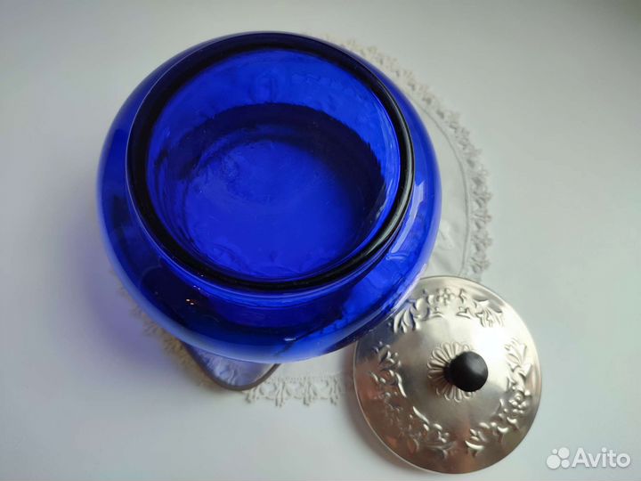 Сахарница ссср(цветное стекло,металл)