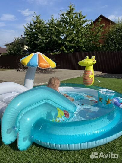 Детский надувной бассейн с горкой