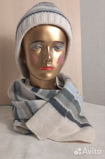 Шапка женская зимняя с шарфом шерстяная 56 р