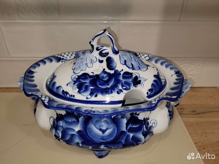 Супница фарфор Гжель