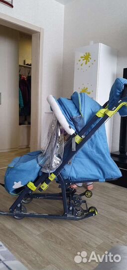 Детские санки коляска с колесами