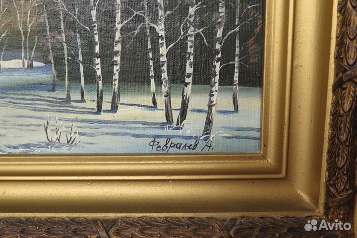 Картина маслом зимний пейзаж