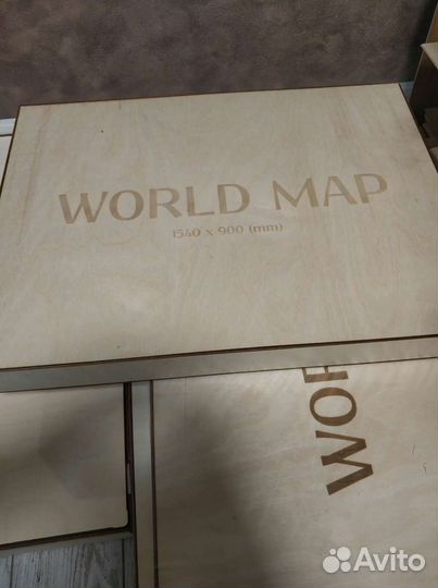 Карта мира на стену (фанера)