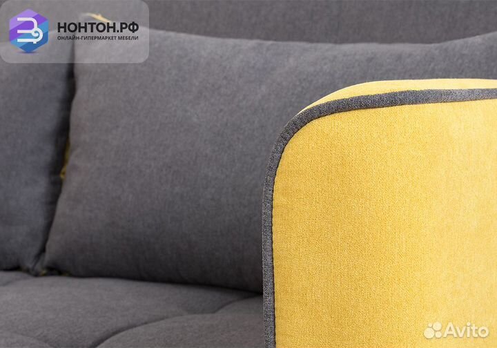 Диван дельфин Бакстер серый / горчичный