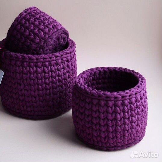 Вязаные корзины ручной работы