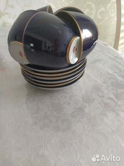 Чашка с блюдцем, тонкий фарфор лфз 1сорт