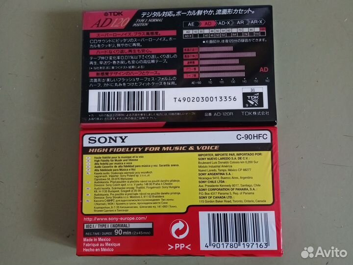 Аудиокассеты tdk ad120, sony hf90