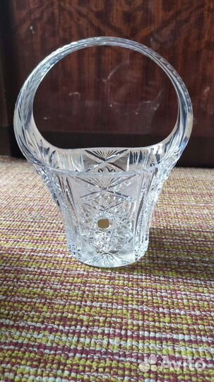 Хрустальная конфетница с ручкой, СССР