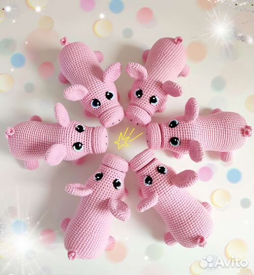 Вязаный поросенок, хрюшка, развивающие игрушки