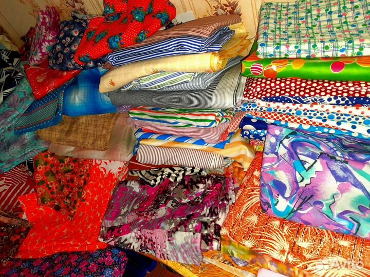 Отрез ткани СССР сатин, бязь, джинс, бархат. Лен