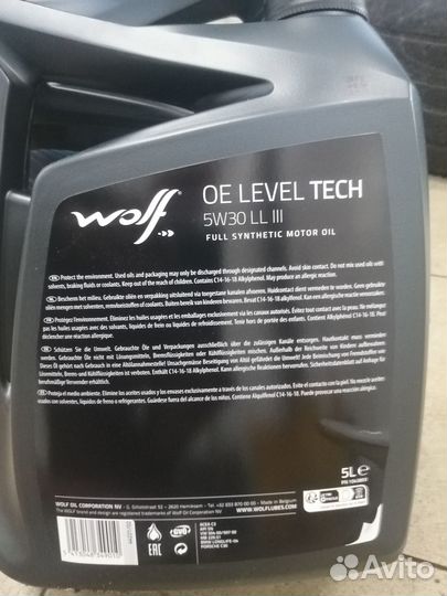 Масло моторное wolf OE level tech 5W30 VW 504/507