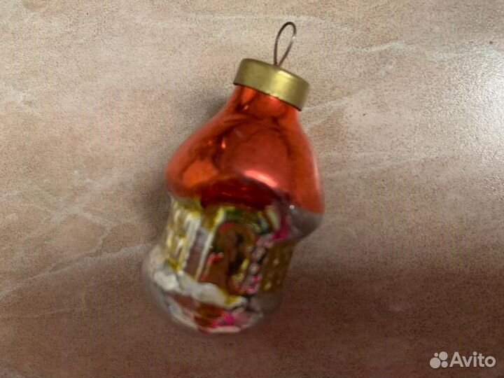 Елочные игрушки СССР- грибок,бочонок, избушка
