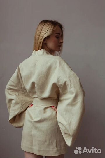Льняной халат кимоно 42-48