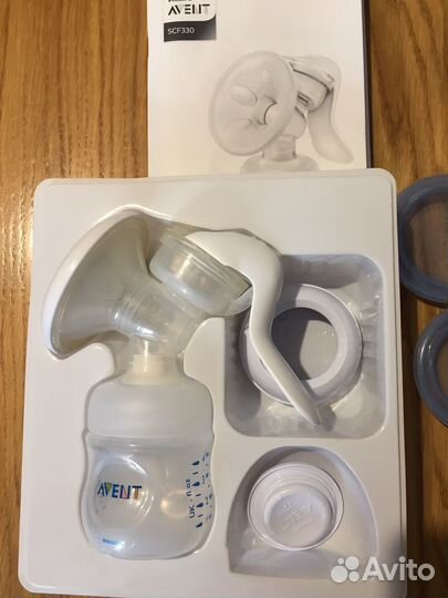 Молокоотсос avent ручной + контейнеры для хранения