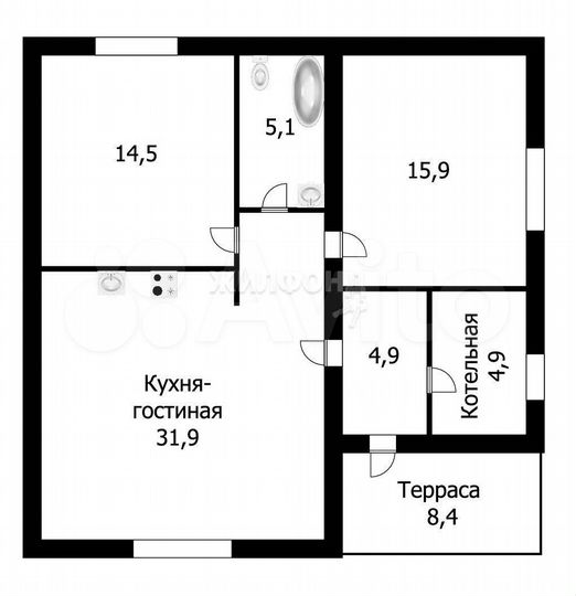 Коттедж 88,3 м² на участке 10,2 сот.