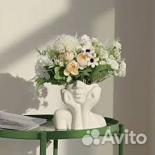 Ваза статуэтка кашпо Голова Давида, лицо девушки