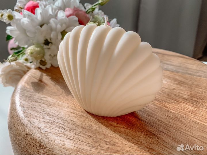 Свеча Ракушка / формовая свеча / натуральный воск