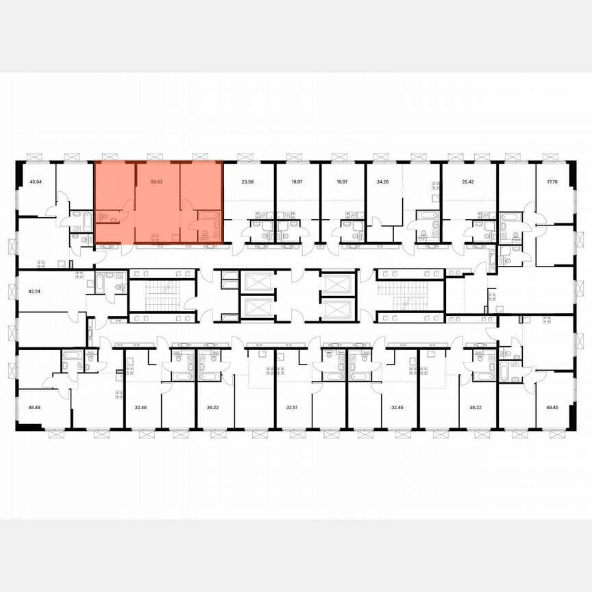 2-к. квартира, 57,7 м², 18/26 эт.