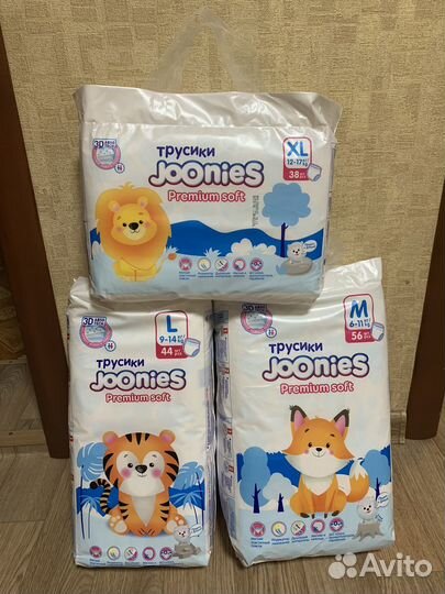Подгузники трусики joonies premium m l xl