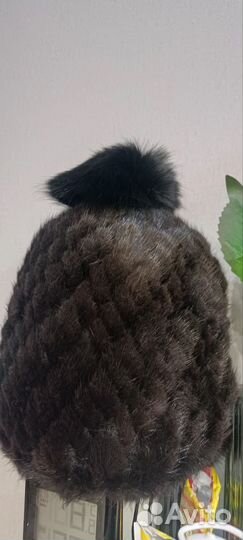Шапка норковая вязаная