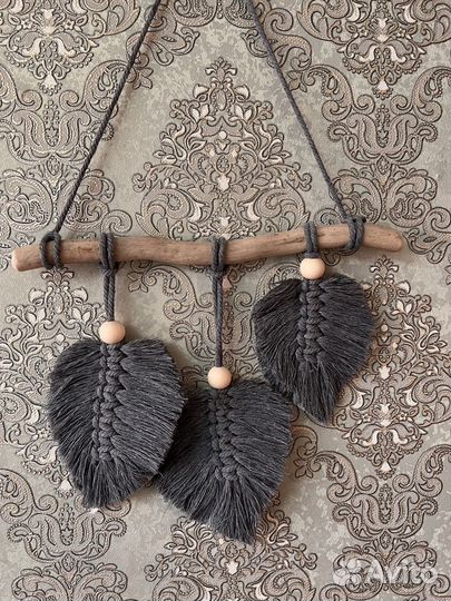 Панно в стиле макраме «листья» на стену