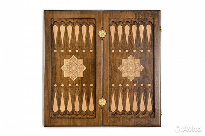 Нарды и шашки резные Вязаный узор 61 х 60 см бук Армения 62821