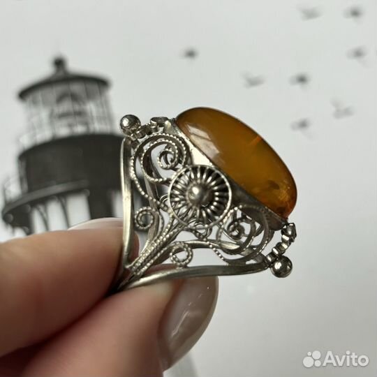 Ретро кольцо / иск.янтарь